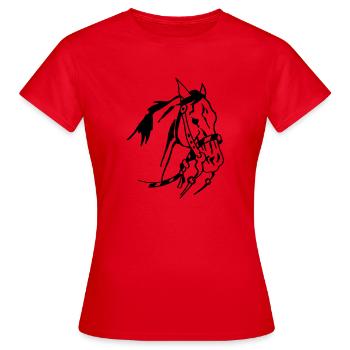 Cheval Western - T-shirt Femme - rouge - Devant - AI Model Female 172 dark (172cm)
