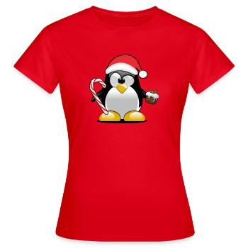 TUX Penguin - Noël avec des bonbons - T-shirt Femme - rouge - Devant - AI Model Female 172 dark (172cm)