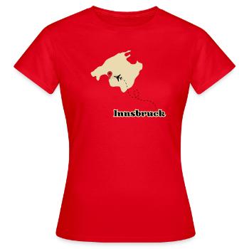 Reiseziel Mallorca Flug von Innsbruck - Frauen T-Shirt - Rot - Vorne - AI Model Female 172 dark (172cm)