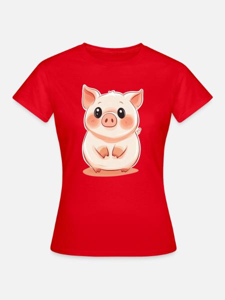 Schwein Ferkel - Frauen T-Shirt - Rot