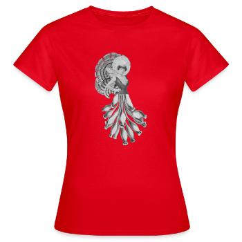 Danseuse victorienne avec éventail de plumes - T-shirt Femme - rouge - Devant - AI Model Female 172 dark (172cm)