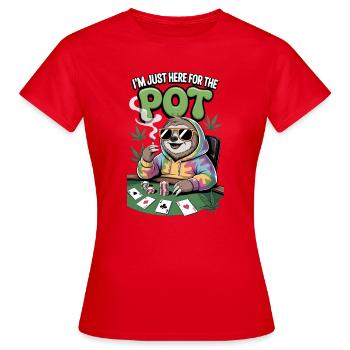 Lustig Ich bin wegen des Pots hier Lustig Poker Weed Faultier - Frauen T-Shirt - Rot - Vorne - AI Model Female 172 dark (172cm)