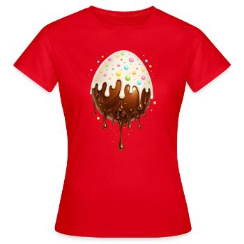 Chocolate Egg with Frosting - Women's T-Shirt - red - Front - AI Model Female 172 dark (172cm)