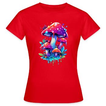 Pilz - Frauen T-Shirt - Rot - Vorne - AI Model Female 172 dark (172cm)
