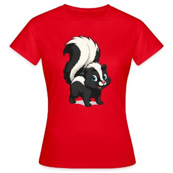 Cute Skunk Cartoon Motif - Women's T-Shirt - red - Front - AI Model Female 172 dark (172cm)