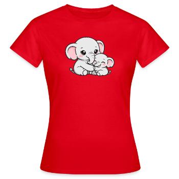 Maman éléphante blottie avec son petit bébé - T-shirt Femme - rouge - Devant - AI Model Female 172 dark (172cm)