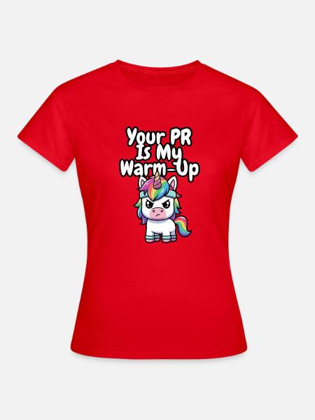 Aufwärm-Einhorn-PR - Frauen T-Shirt - Rot