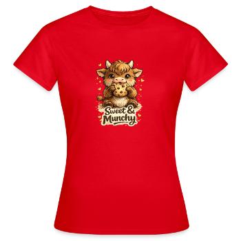 Süßer Plüsch-Ox mit Keks - Frauen T-Shirt - Rot - Vorne - AI Model Female 172 dark (172cm)