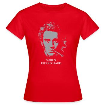 Portrait de Soren Kierkegaard avec un cigare - T-shirt Femme - rouge - Devant - AI Model Female 172 dark (172cm)