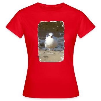 Foto Möwe an der Nordsee Wattvogel  - Frauen T-Shirt - Rot - Vorne - AI Model Female 172 dark (172cm)