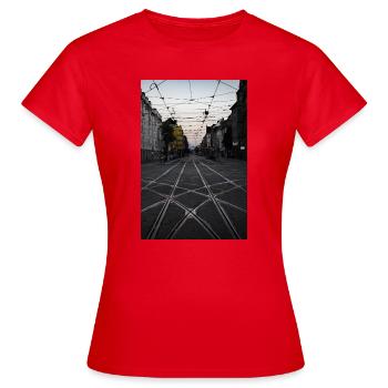 Schienen - Frauen T-Shirt - Rot - Vorne - AI Model Female 172 dark (172cm)
