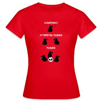 Complot - Tentative de meurtre - Meurtre - T-shirt Femme - rouge - Devant - AI Model Female 172 dark (172cm)