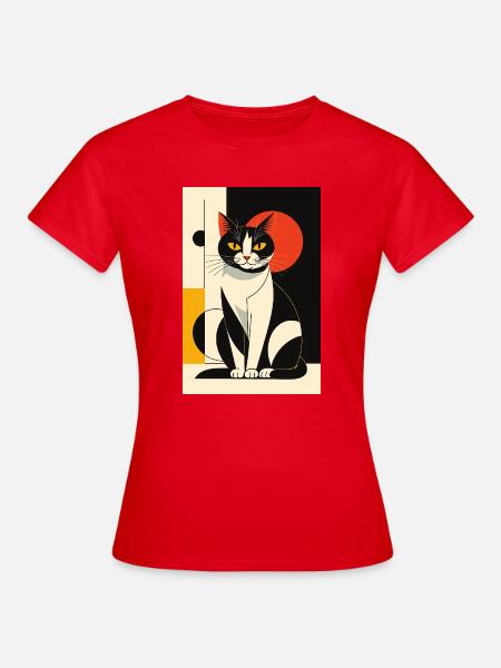 Avantgarde Katze R01 - Frauen T-Shirt - Rot