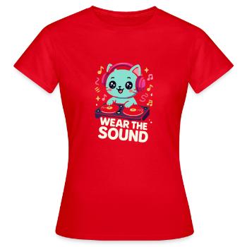 Trage den Sound – Kawaii DJ Chat - Frauen T-Shirt - Rot - Vorne - AI Model Female 172 dark (172cm)
