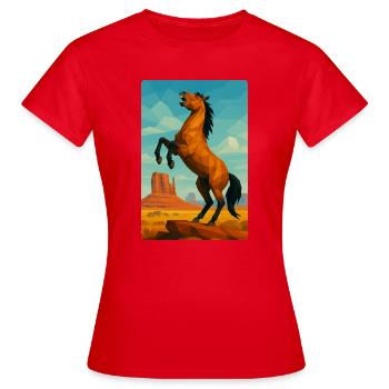 Polynature Wildpferd - Frauen T-Shirt - Rot - Vorne - AI Model Female 172 dark (172cm)