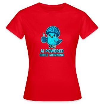 KI-Vogel Morgenkaffee mit Schaltkreis - Frauen T-Shirt - Rot - Vorne - AI Model Female 172 dark (172cm)