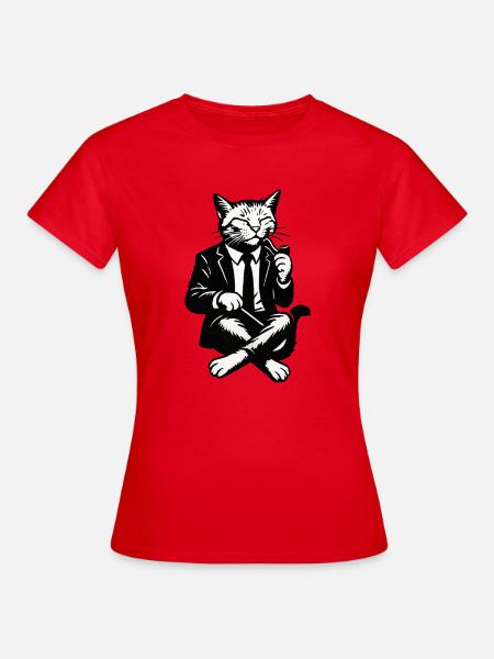 Kater im Anzug Noir - Frauen T-Shirt - Rot