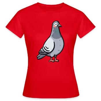 Verspieltes Taubenporträt - Frauen T-Shirt - Rot - Vorne - AI Model Female 172 dark (172cm)