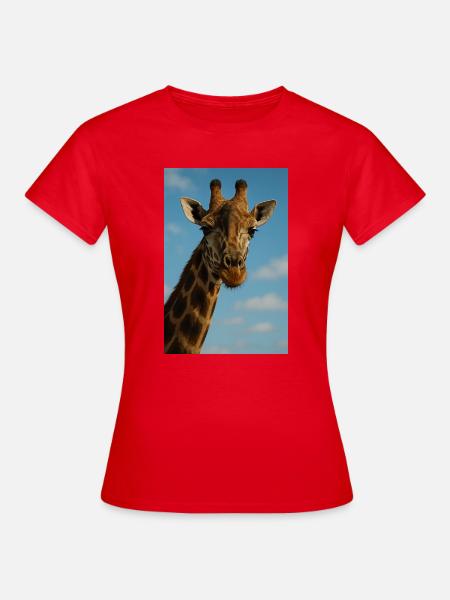 Giraffenporträt am blauen Himmel - Frauen T-Shirt - Rot