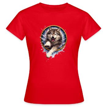 Wolfsring Spritzangriff - Frauen T-Shirt - Rot - Vorne - AI Model Female 172 dark (172cm)