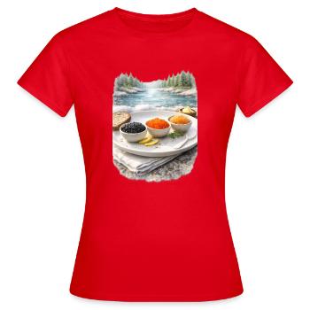Cadeaux du Grand Nord - Caviar sur la rive de la rivière - T-shirt Femme - rouge - Devant - AI Model Female 172 dark (172cm)