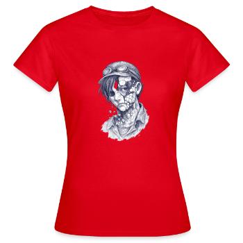 Decayed mechanic| Surreal Zomie Boy - Women's T-Shirt - red - Front - AI Model Female 172 dark (172cm)