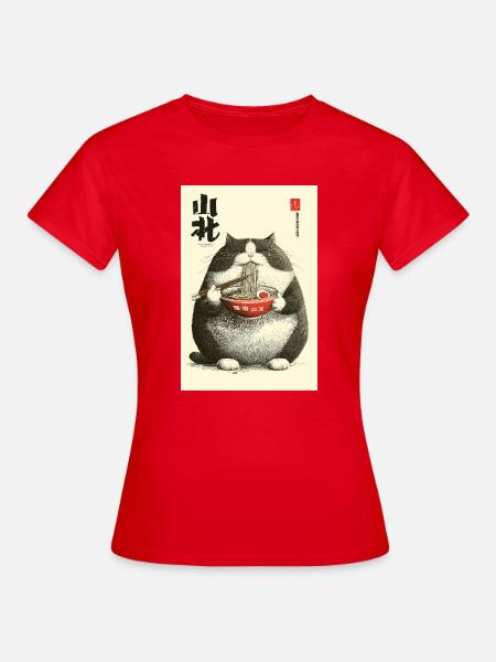 Chonky Cat Ramen Ukiyo-e - Frauen T-Shirt - Rot
