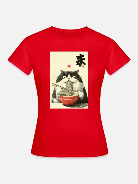 Neko Nudel-Katzen-Ramen Kunst - Frauen T-Shirt - Rot