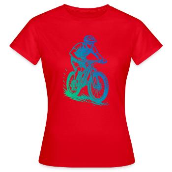 Mountainbike Liebe zum Anziehen - Frauen T-Shirt - Rot - Vorne - AI Model Female 172 dark (172cm)