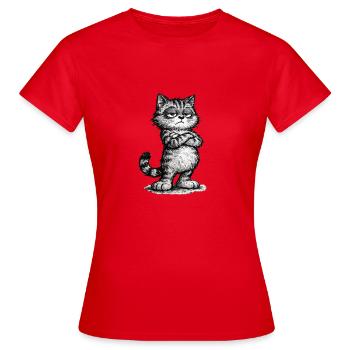 Grumpy Katze – Chef Vibes (Sketch Attitude) - T-shirt Femme - rouge - Devant - AI Model Female 172 dark (172cm)