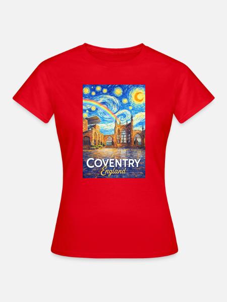 Coventry England Skyline Sternenregen - Frauen T-Shirt - Rot
