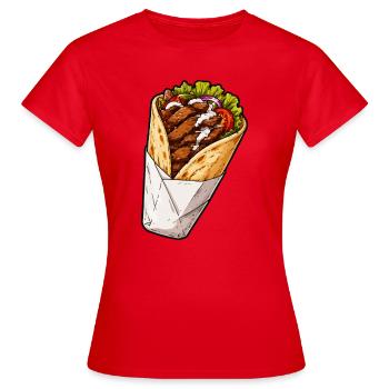 Knuspriges Hähnchen Burrito Wrap - Frauen T-Shirt - Rot - Vorne - AI Model Female 172 dark (172cm)