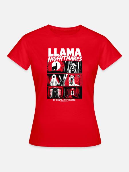 Llama Nightmares Horror Comic - Frauen T-Shirt - Rot