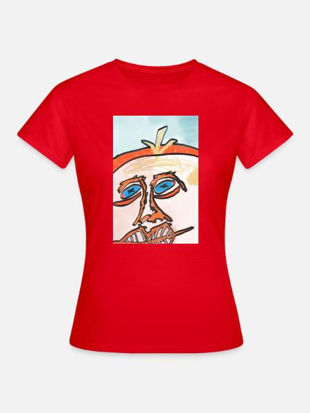Sonnengesicht in Linienkunst - Frauen T-Shirt - Rot