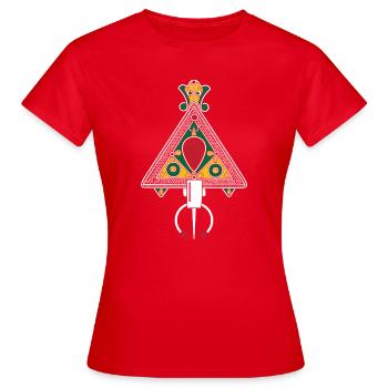 Kabylie Schmuck Triade Glasiertes Grünes Gold - Frauen T-Shirt - Rot - Vorne - AI Model Female 172 dark (172cm)