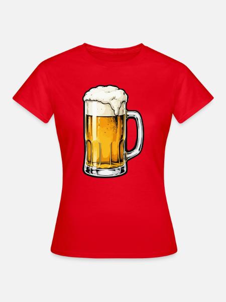 Bierkrug Illustration mit Schaum - Frauen T-Shirt - Rot