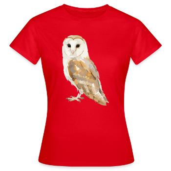 Eulenportrait in Erdtönen - Frauen T-Shirt - Rot - Vorne - AI Model Female 172 dark (172cm)