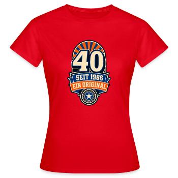 40 – Seit 1986 ein Original - Frauen T-Shirt - Rot - Vorne - AI Model Female 172 dark (172cm)