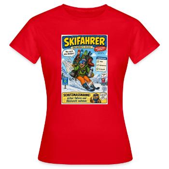 Der Skifahrer – nur noch eine Abfahrt - Frauen T-Shirt - Rot - Vorne - AI Model Female 172 dark (172cm)
