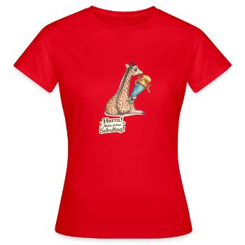 Giraffe mit Partyhut Erster Schultag - Frauen T-Shirt - Rot - Vorne - AI Model Female 172 dark (172cm)