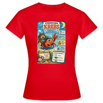 Sternzeichen Krebs – Gefühlvoll und sehr herzlich - Frauen T-Shirt - Rot - Vorne - AI Model Female 172 dark (172cm)
