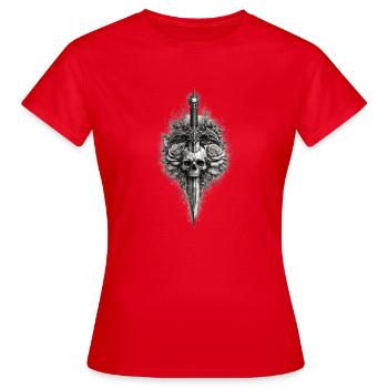 Skull Rose Dagger Gothic Graphic - Women's T-Shirt - red - Front - AI Model Female 172 dark (172cm)