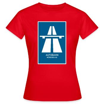 Autobahn München A8 Retro Poster - Frauen T-Shirt - Rot - Vorne - AI Model Female 172 dark (172cm)