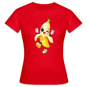 Winking Banana Cartoon Vibe - Women's T-Shirt - red - Front - AI Model Female 172 dark (172cm)