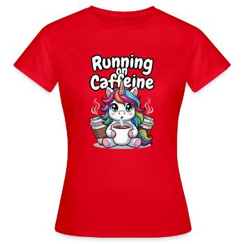 Caffeine Fueled Unicorn - Women's T-Shirt - red - Front - AI Model Female 172 dark (172cm)