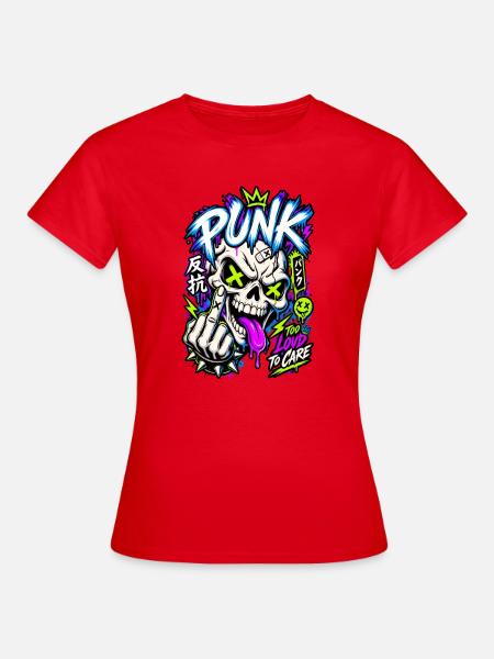 Neon Punk Schädel Grafik - Frauen T-Shirt - Rot