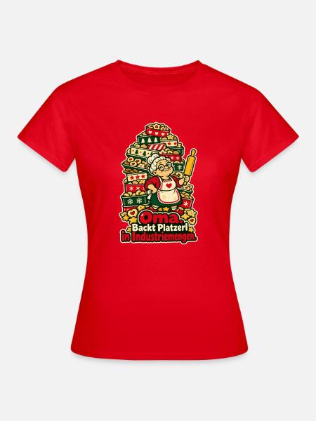Oma Platzerl in Industriemengen - Frauen T-Shirt - Rot