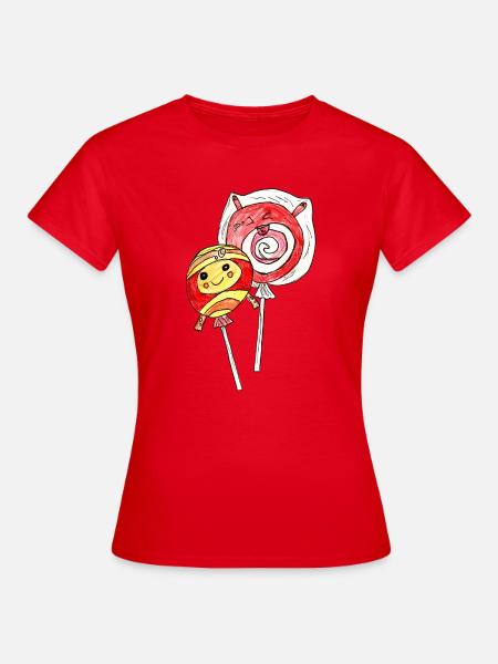 Kunterbunte LolliLiebe - Frauen T-Shirt - Rot