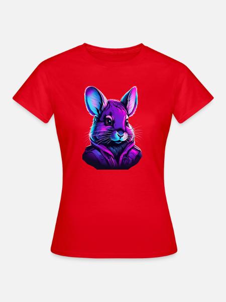 Neon Feline Astronaut Illustration - Frauen T-Shirt - Rot