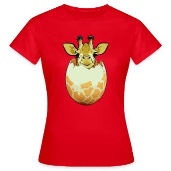 Giraffenschlüpf - Frauen T-Shirt - Rot - Vorne - AI Model Female 172 dark (172cm)